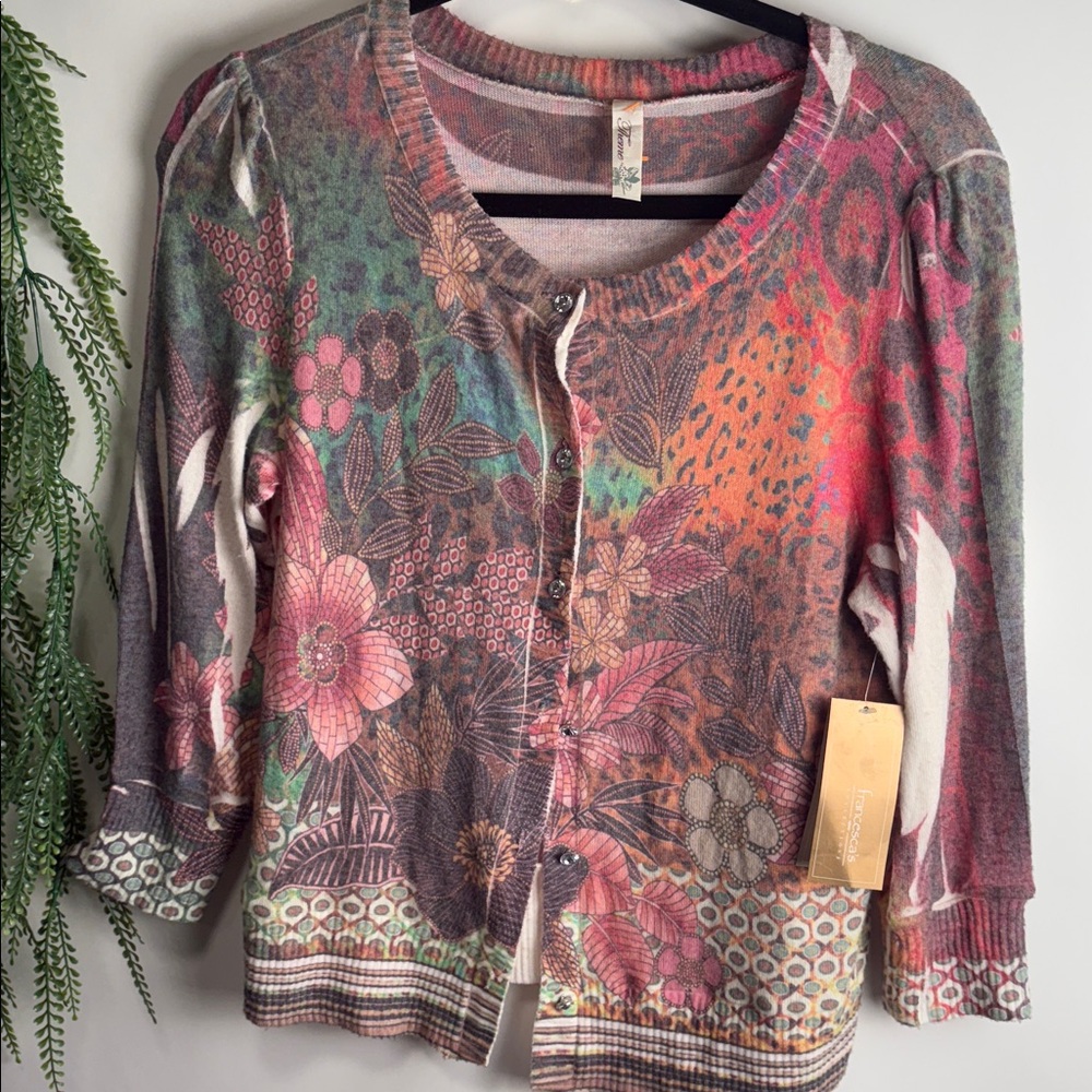 Francesca's Collections Colorful Floral Knit